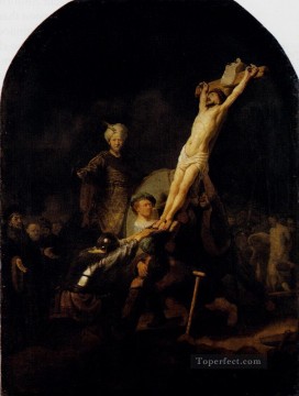 Rembrandt van Rijn Painting - La elevación de la cruz Rembrandt